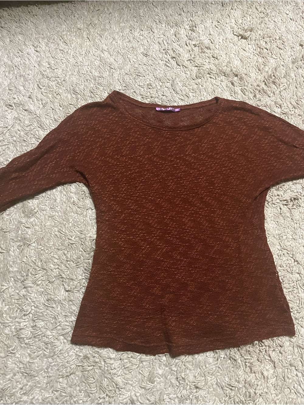 Smart Set Burnt Rust 3/4 Sleeve Lightweight Tee
